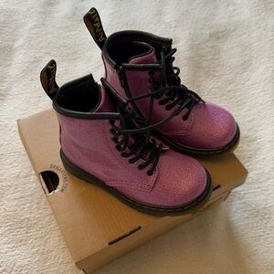 Girls Doc Martens - pink glitter